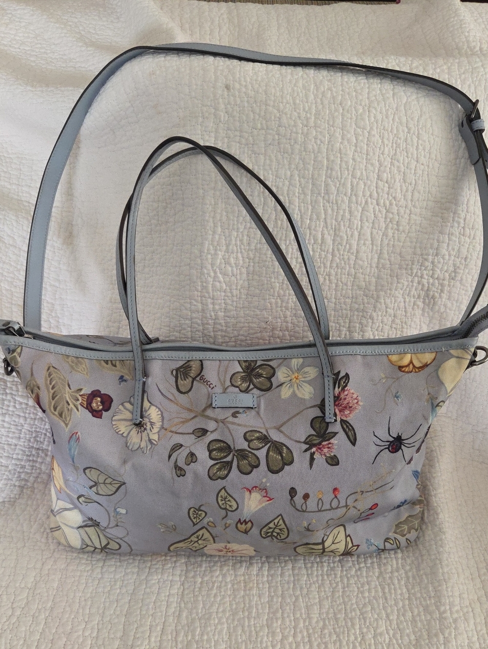 Gucci Flora Knight Canvas Light Blue Women's Two way - Picture 1 of 15